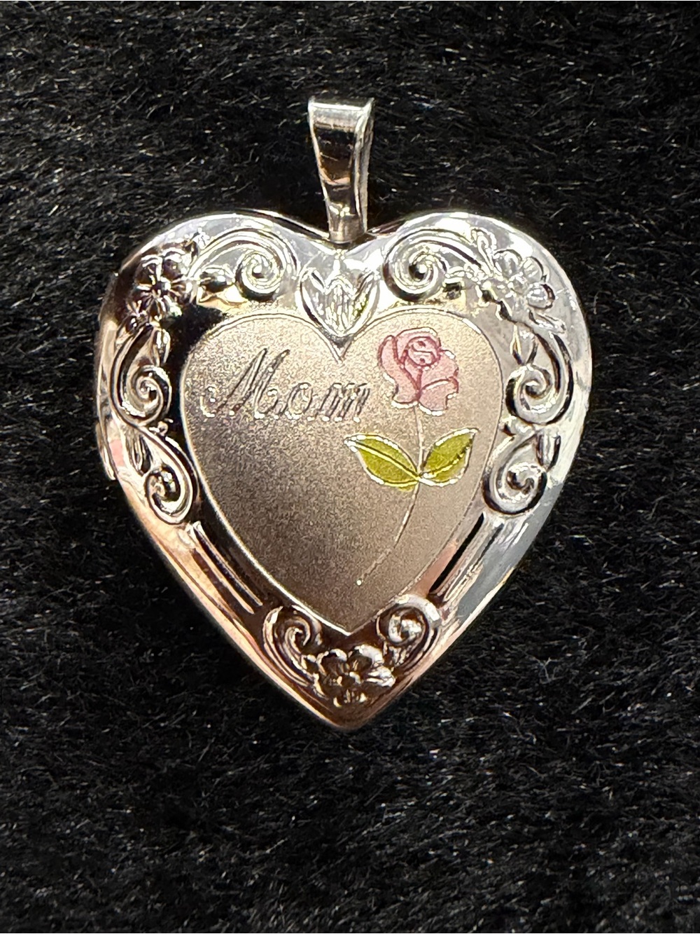 “Mom” Sterling Silver Heart Locket